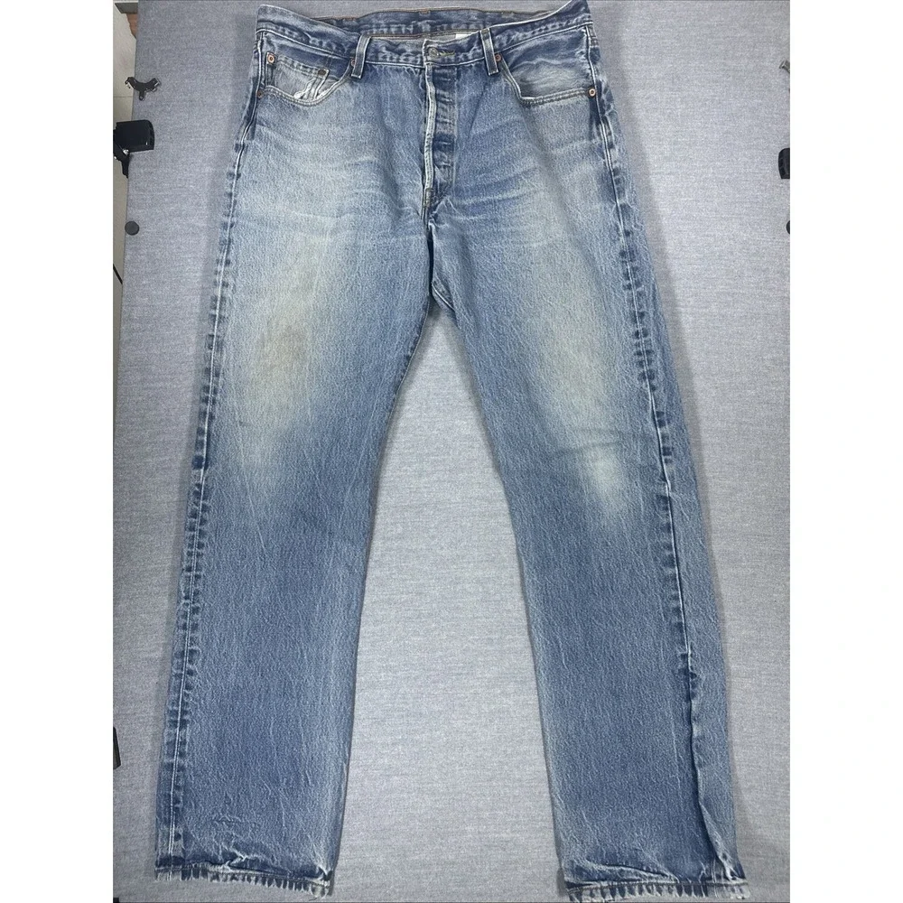 Vtg Levi's 501 Original Fit Jeans Men's 40x38 Light Wash Button Fly 100% Cotton